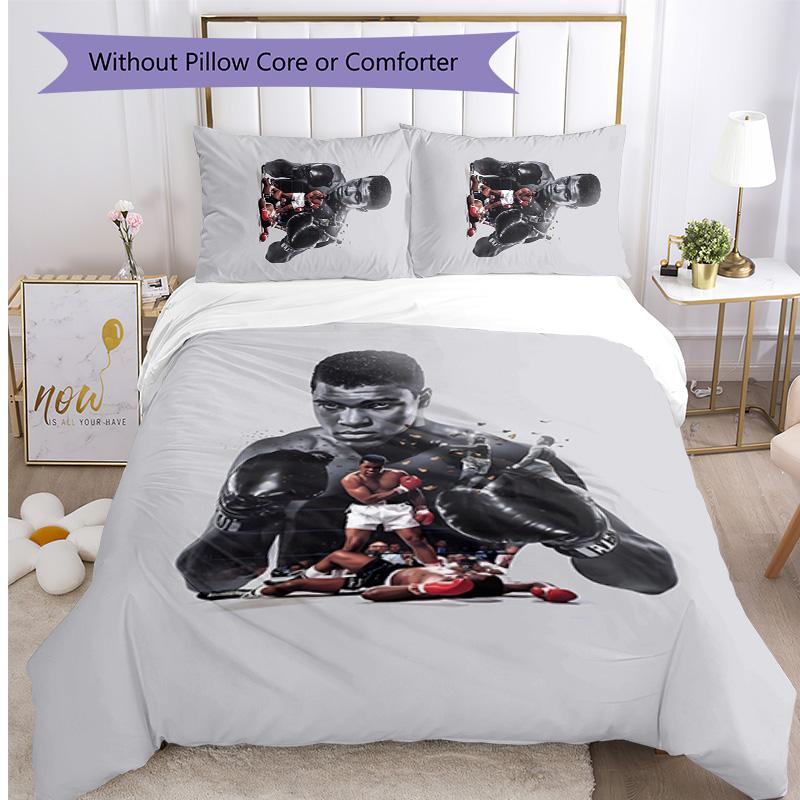 Muhammad Ali Tryckt 3-delat Sängkläder Set Mjukt Andningsbart Påslakan Örngott Set Tvättbar Sovrumsinredning Hempresent
