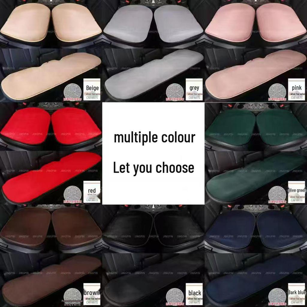 Winter Velvet Car Seat Cushion Set - Thickened Plush, Warm, 3-Piece with Backrest