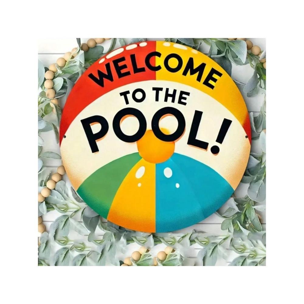 Vintage Metal Pool Sign Wall Art Garden Decor