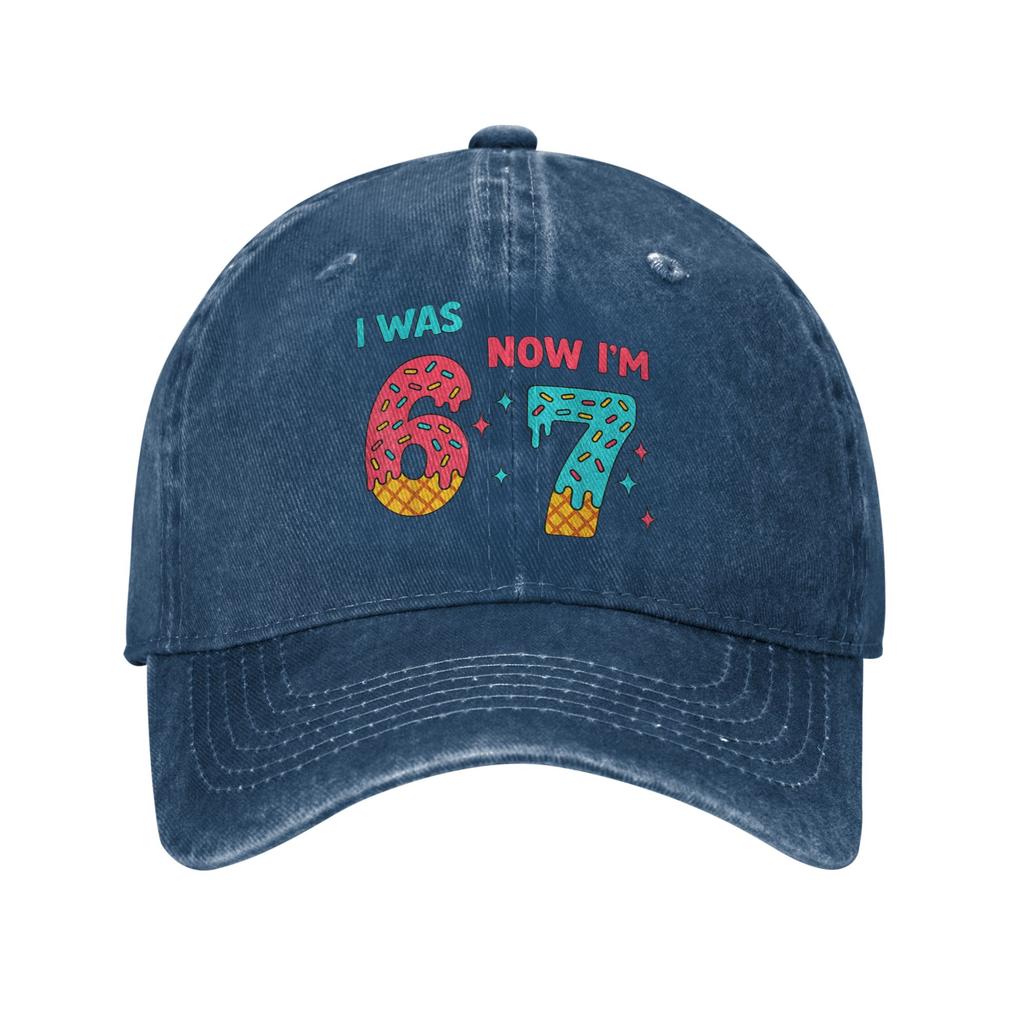Summer 7 Year Old Birthday Shirt was 6 Now I'm 7 67 Funny Baseball Cap Sun Design Washed Trucker Hat Men Outdoor Snapback Cap