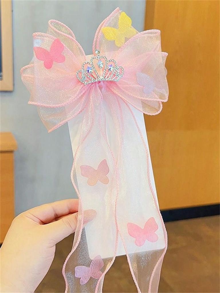 1 Damen Frühling neu hell Farbe langer Schleier Krone kann Haarschleife binden Haarspange Haarschmuck