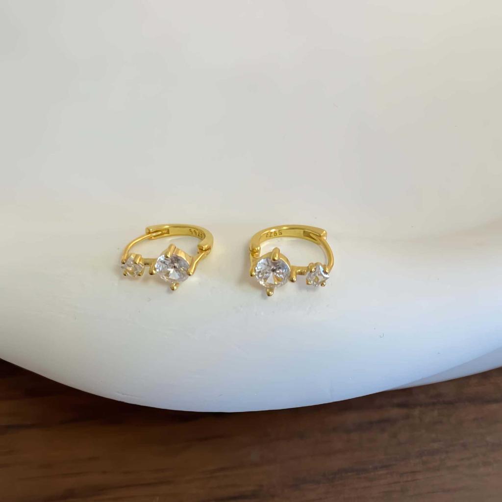 Korean Style Sparkling Zircon Sterling Silver Ear Cuffs