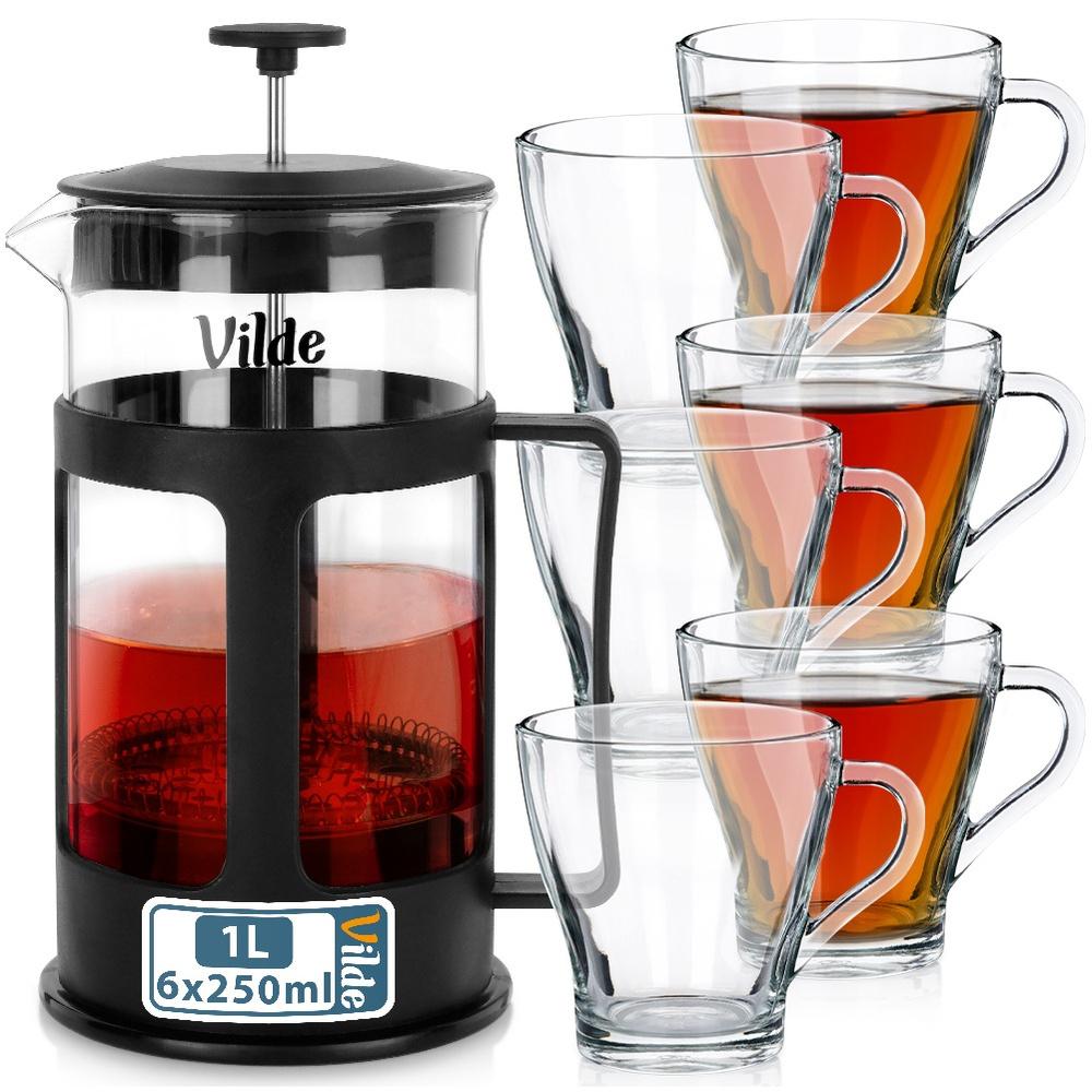 Coffee And Tea Glasses With Piston Infuser 250 Ml / 1 L, 7 Pcs.