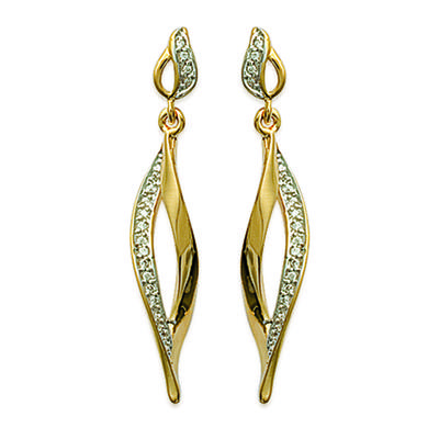 [N1800] - Gold Plated Earrings 'Scarlett' White Gold - 40x8 Mm
