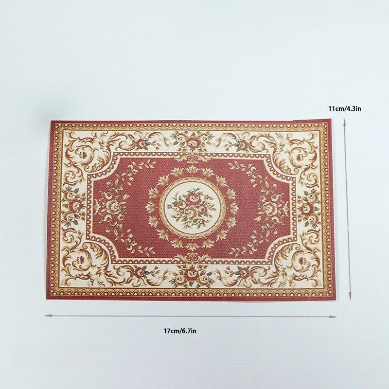 

1:12 1/4Pcs Dollhouse Miniature Antique Style Carpet Home Furniture Decor Toy Mini Retro Floor Mat Doll House Accessories