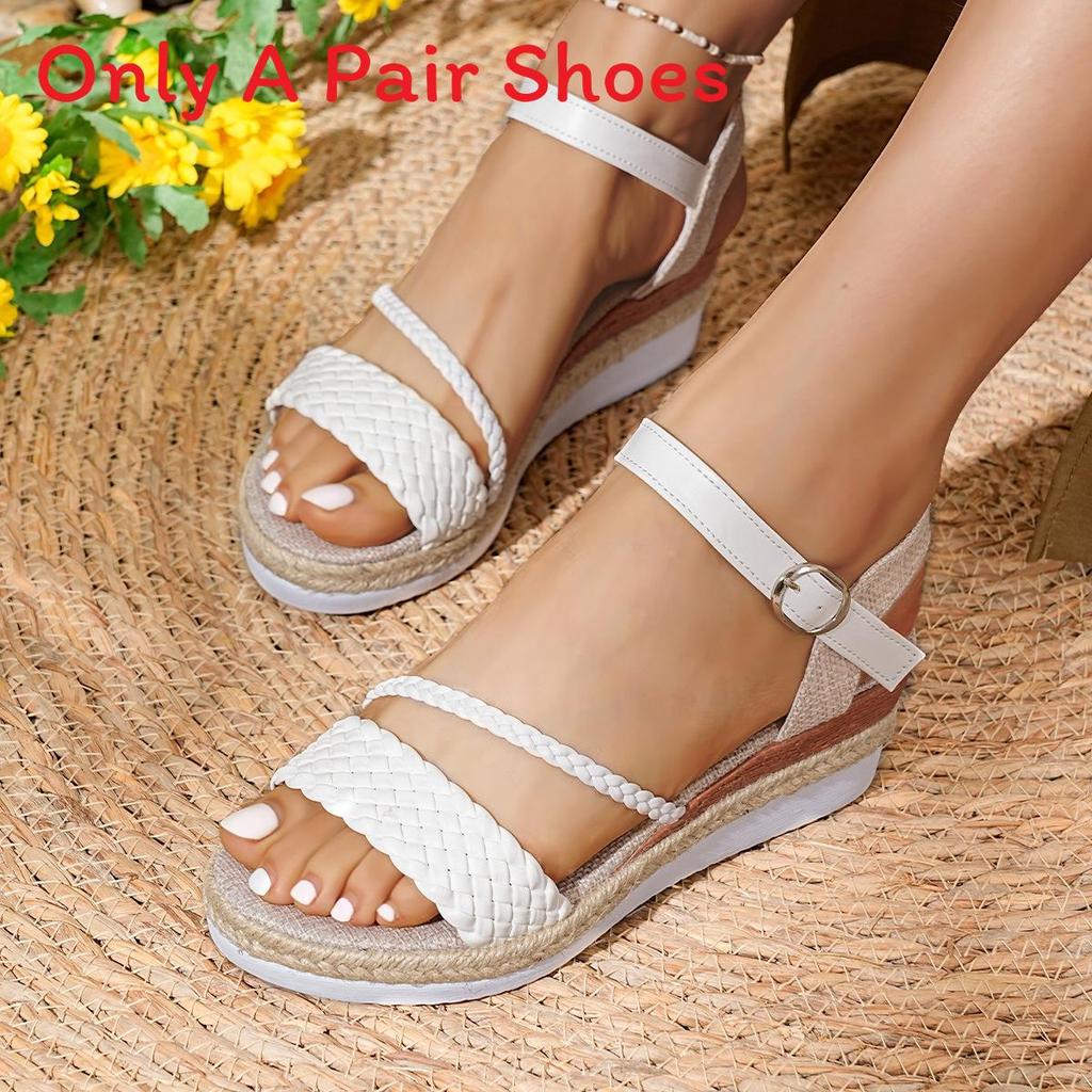 Roman Sandals Women Summer Thick Sole Pu Strap Buckle For Casual Beach Wear