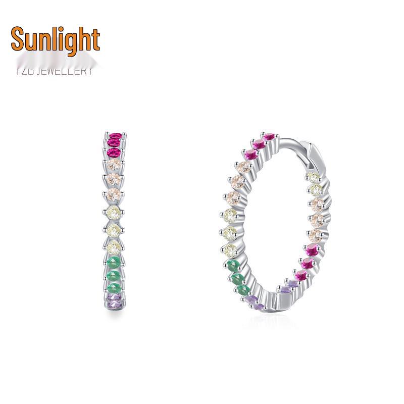

S925 Sterling Silver Colorful Zircon Earrings, Luxury Candy-Inspired Inlaid Diamond Ear Buckles - Perfect Christmas Gift 925 Silver срібний