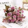 Bouquet di Fiori Artificiali Rosa e Viola, Garofano e Ortensia Finti in Seta per Decorazioni Casa e Matrimonio