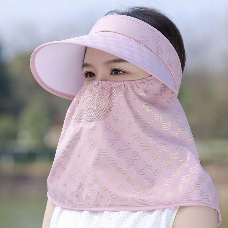 Straw Empty Top Sun Hat Women's Summer Eaves UV Protection Cycling Face Cover Foldable Sun Hat UV Sun Protection Hat