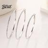 Party Earrings Large Rhinestone Hoop for Women Big Cubic Zirconia