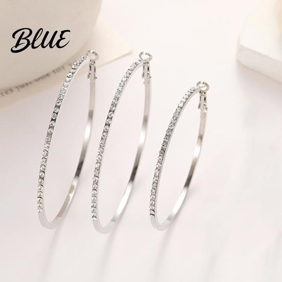Party Earrings Large Rhinestone Hoop for Women Big Cubic Zirconia