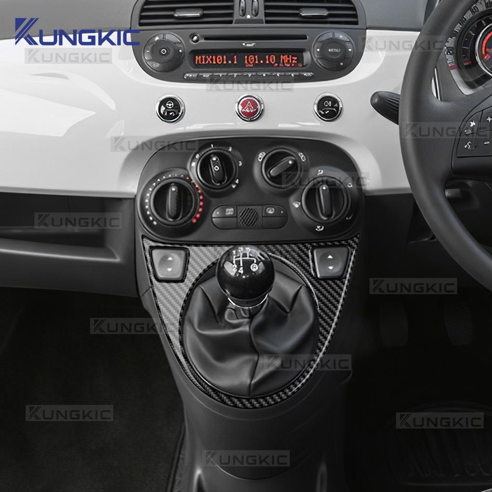 Für Abarth 595/695/Fiat 500C 2012-2015 Für Fiat 500 2008-2015 Weicher Kohlefaser-Aufkleber LHD RHD Manuell Auto AT/MT Auto-Schaltknauf