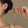 French Retro Champagne Gold Zircon Tassel Earrings For Women Light Luxury Noble Elegant Banquet Temperament Dangle Earrings Daily Gift