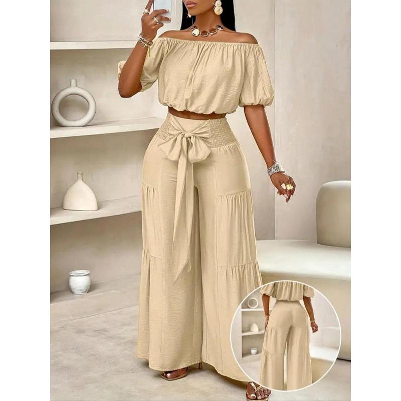 

R 44538 Strappy Micro-Flare Wide Leg Pant Set, Flared XL