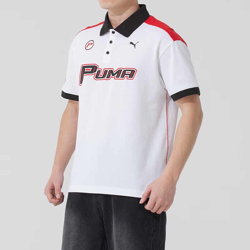 Puma Sports Casual Color Block Polo Short Sleeve T-Shirt Unisex Tops White 633644-02