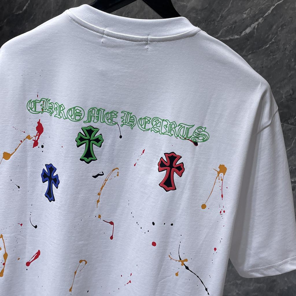 8965 CHROME HEARTS 2026 Summer New High Quality Cotton Round Neck Loose Large Size Men's and Women's T-shirt Couple T-shirt