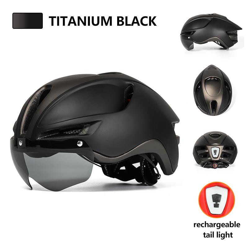 Eastinear 2023 New Road Mountain Bike Helmet Adult Men's Outdoor Sports Cycling Safety Hat With LED Charging Taillight Goggles