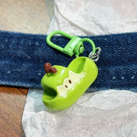 Bag Hanger 1:1 Realistic Slippers Shape Resin Keychain High Simulation Fruit Shoes Charm Lightweight Portable Key Holder