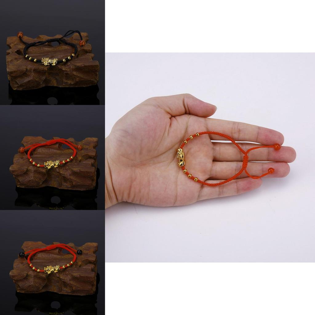 Legierung Perle Rotes Seil Verstellbares Pi Xiu Armband für Männer Frauen Geschenk