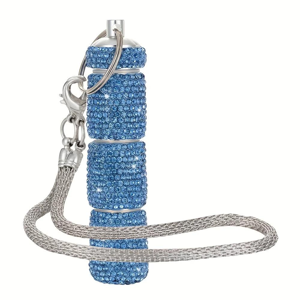 Bling Pill Case Portable Travel Pill Container Ins Rhinestone Waterproof Small Pill Holder with Keychain Cute Pill Storage Box