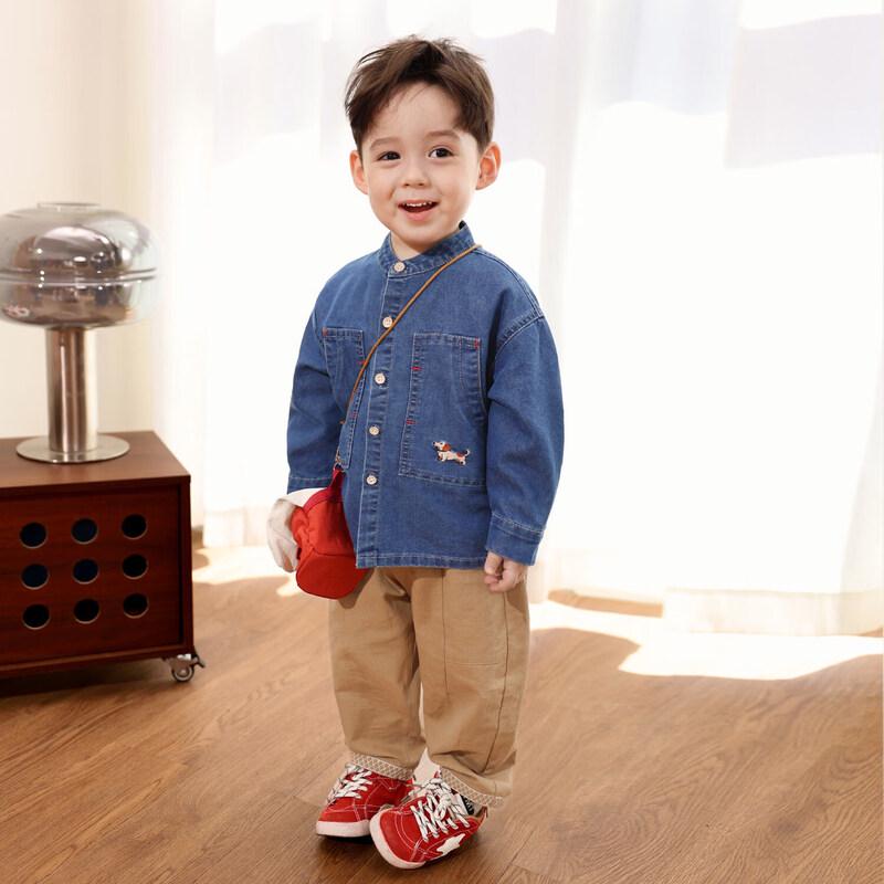 LUSON Baby Boys' Denim Puppy Shirt Jacket
