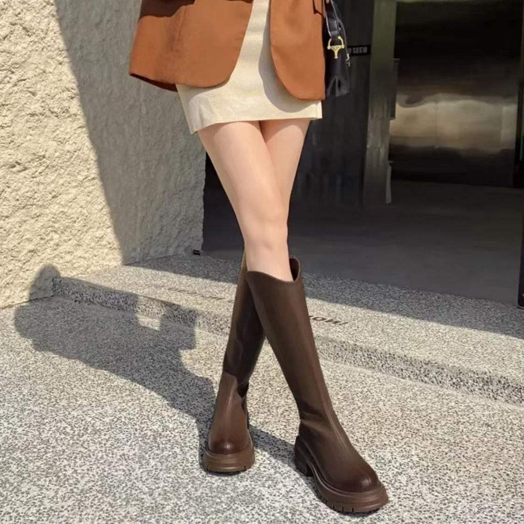 V-mouth inner height increase long knight boots children large size small thick legs thin high boots new in autumn and winter