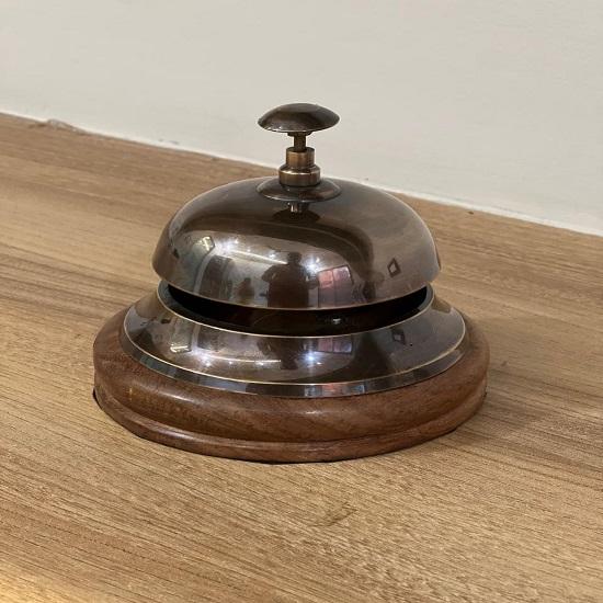 

Ручной Латунный Настольный Звонок с Деревянным Основанием, Звонок для Обслуживания, Домашний Декор