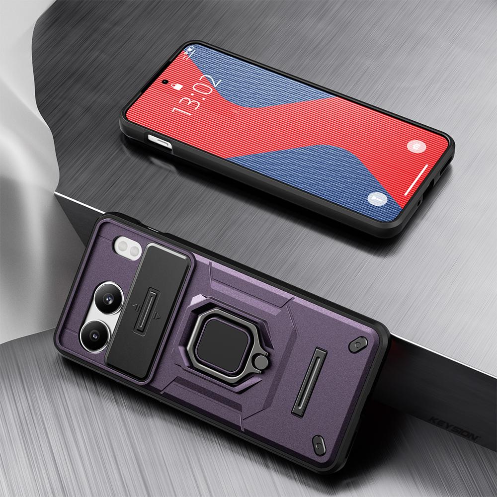 

KEYSION Противоударный бронированный чехол для OnePlus Nord 4 с кольцом-подставкой и защитой сдвижной камеры, задняя крышка для телефона OnePlus 1+ Nord 4 5G for OnePlus Nord 4 фиолетовый