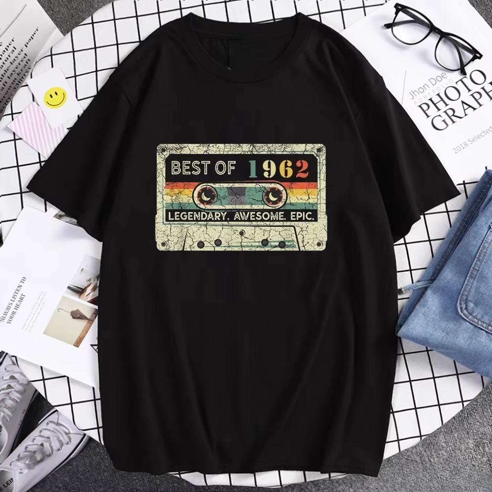 Retro 60-tals 56-årsdag T-shirt Ren T-shirt Vintage 1962 Herr T-shirt Herr Sommar Streetmode Par T-shirt Grafiska T-shirts