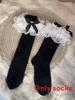Lolita Lace Trim Cotton Knee Socks With Sweat Absorption For Girls