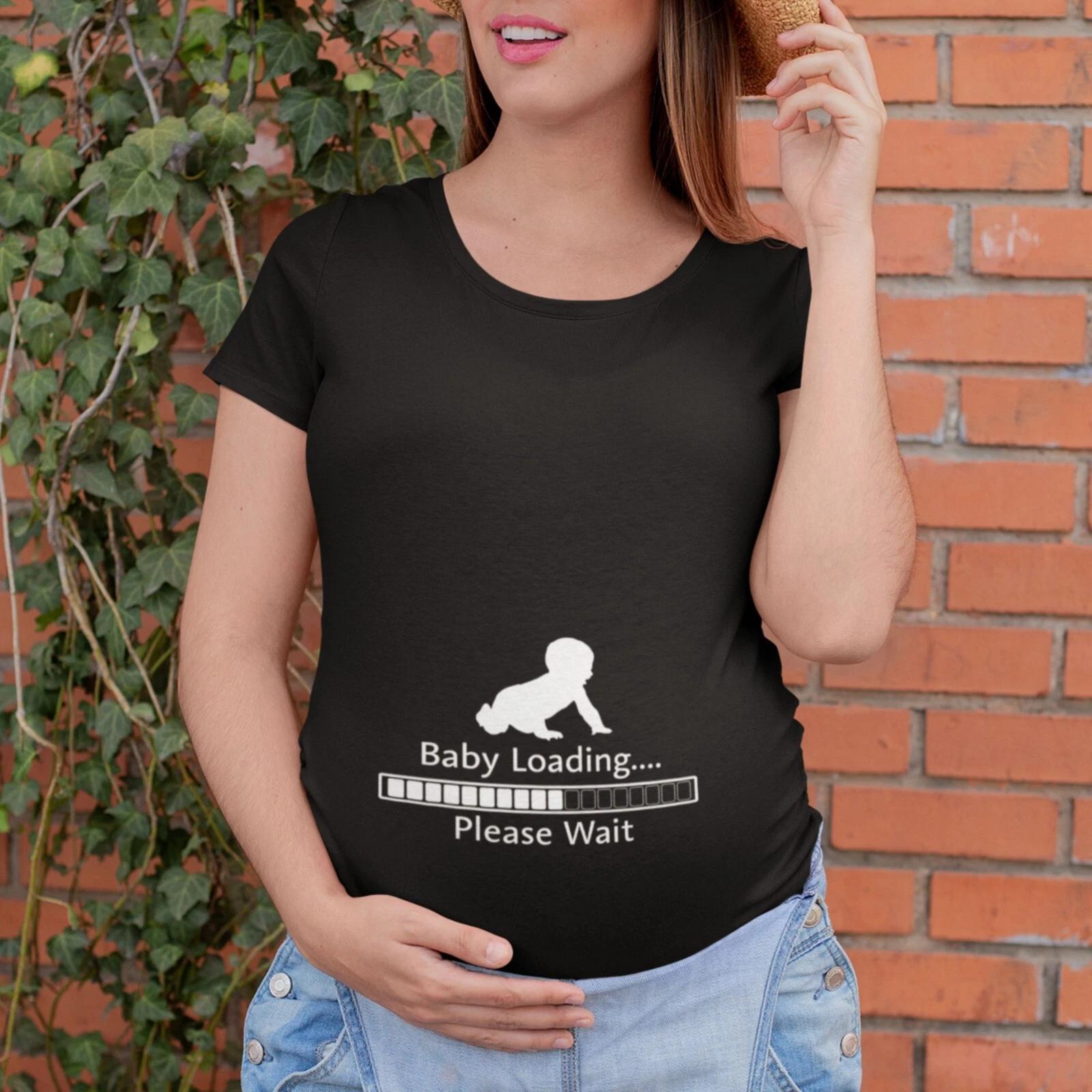 Baby Loading Pregnancy T Shirt Pregnancy Women Baby Shower T Gift Maternity Tops S
