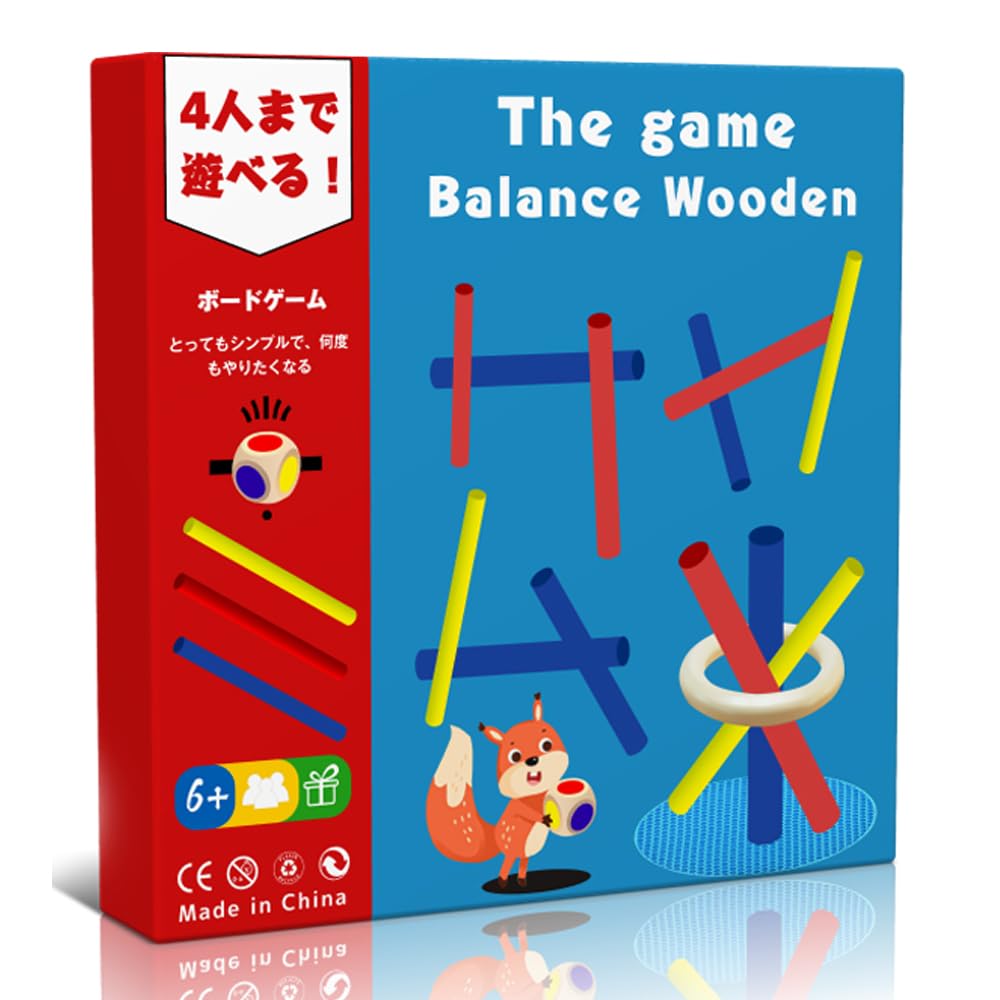 

Kakkisan Balance Game 27PCS Wooden Board Puzzle Stick Pulling 3D Building Blocks Domino Table Game Colorful Non-slip Mat Included Stress Relief Travel
