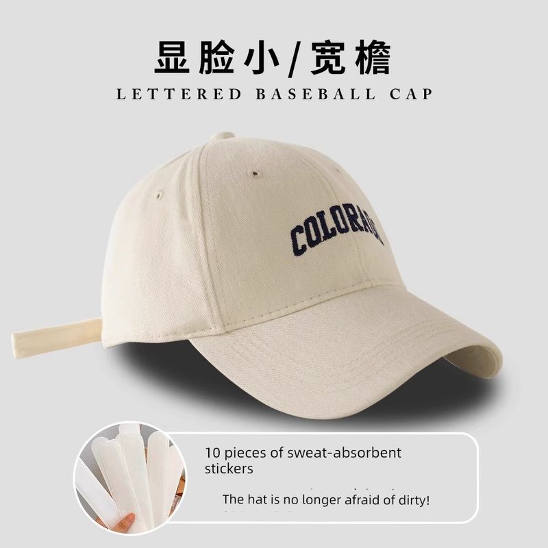 

Baseball Cap Men s and Women s 2025 New Arrival Hat Wide Brim Big Head Circumference Peaked Cap Face-Looking Small Sun Protection Hat Sun-Proof Hat [Creamy-white] 10 sweat stickers Adjustable