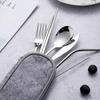 Tableware Reusable Travel Cutlery Set Camp Utensils Set with Stainless Steel Spoon Fork Chopsticks Straw Portable Case