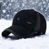 Fashion Middle-aged and Elderly People Winter Thickened for Keep Warmth Baseball Cap Men Leisure Splice Ear Protection Duck Tongue Hat
