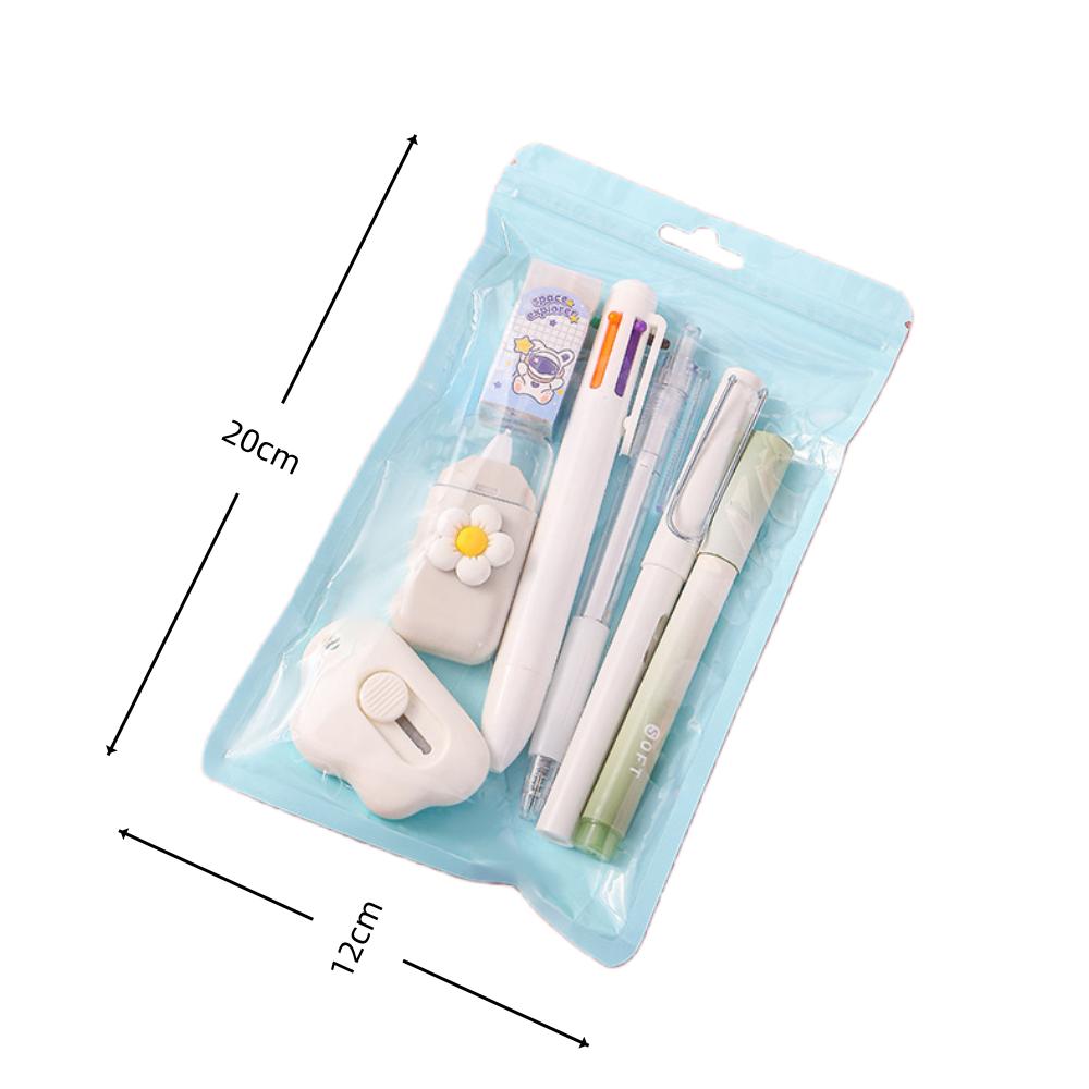 7-In-1 Stationery Set Children Back To School Gel Pen Highlighter Ballpoint Pen Eternal Pencil Tape Eraser Kids Prize Xmas Gift
