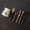 Ru Kiln Tea Black Sandalwood Solid Wood Tea Clip Teaspoon Tea Needle Brush Tea Set Accessories Complete Set of High-end Thousands of Miles of Country