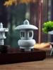 Envy Porcelain Stone Lantern: Small Chinese Pavilion Ornament for Desktop or Fish Tank Scenery.