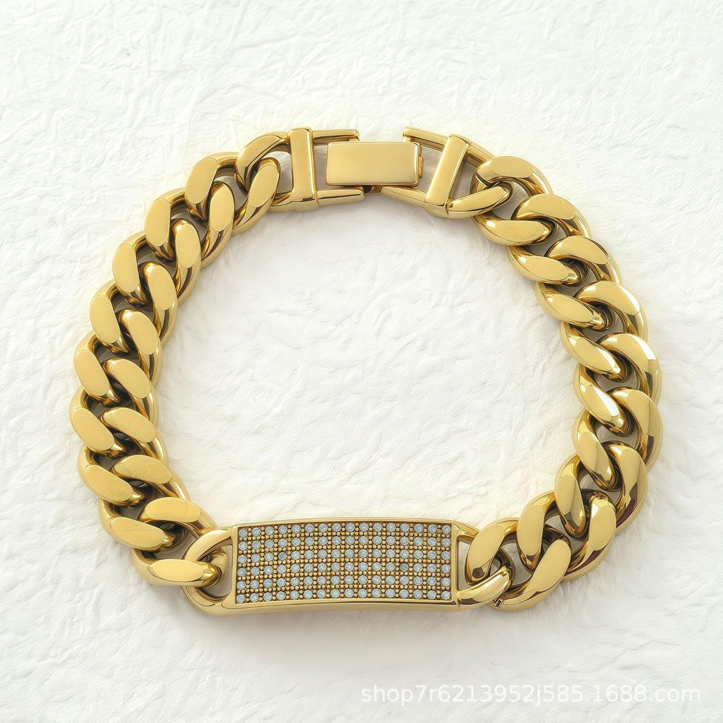 Bransoletka ze stali nierdzewnej miedzi w stylu hip-hopowym kubańskim z czaszką, odpowiednia do codziennego noszenia dla mężczyzn.