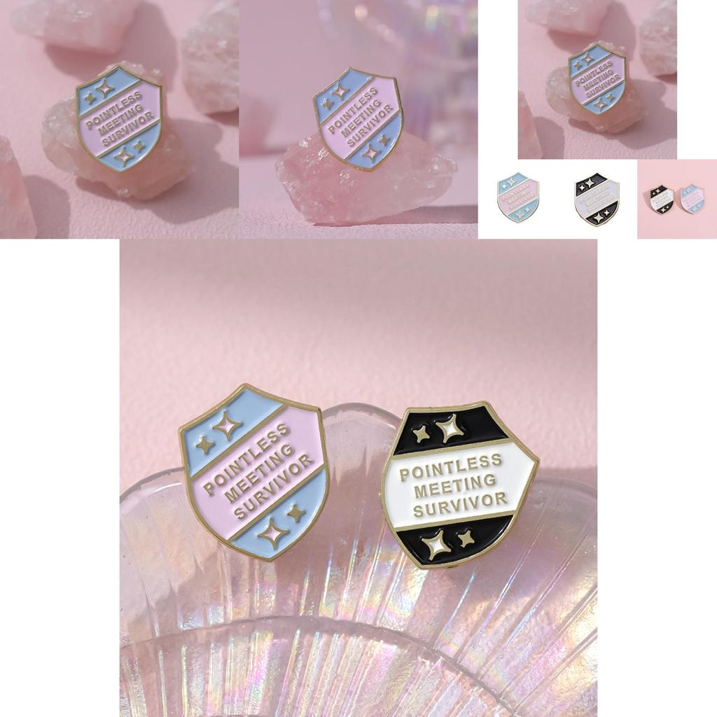 Artistic Alloy Letter Shield Brooch With Colorful Cartoon Style For Trendy Fashion