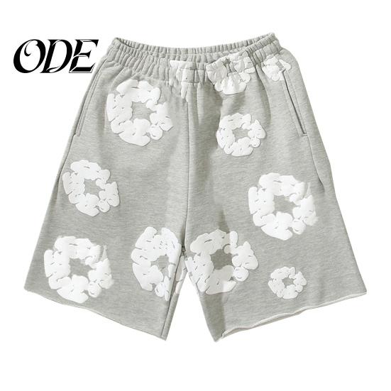 Men Casual Shorts Summer Flower Print Drawstring Elastic Waist Loose Pockets Street Style Pleated Vacation Beach Sport Homewear Short Pants