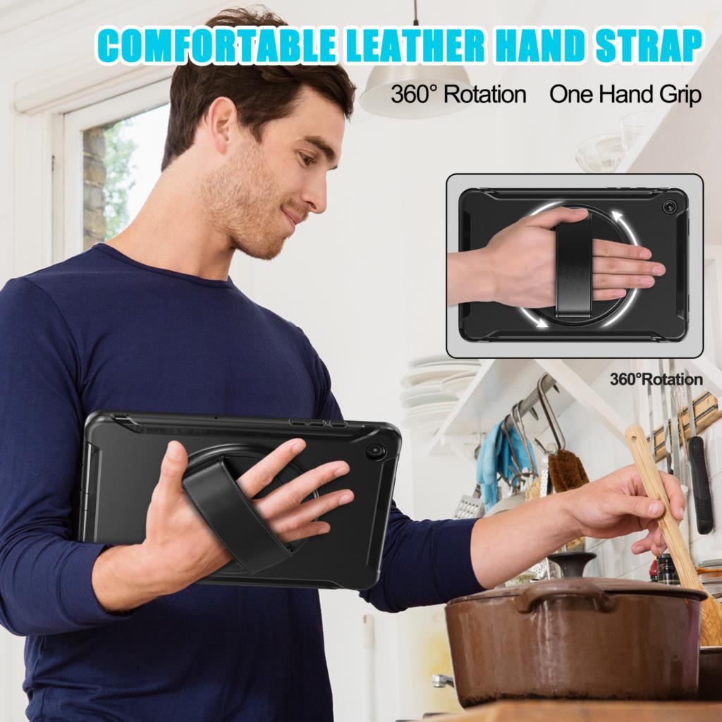 Hand Strap Case for Samsung Galaxy Tab A9 SM-X110 X115 X117 A9 Plus X210 X216 X218 360 Rotating Cover 3 Layer Protection Funda