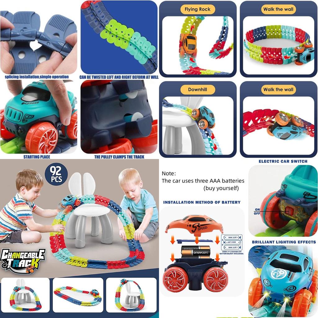 Magisches Schwerelosigkeits-Autobahn-Spielset mit LED-Rennwagen und im Dunkeln leuchtenden Regenbogen-Schienen Perfektes Geschenk für Kinder!