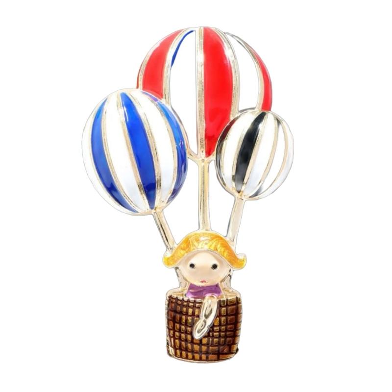 

Cartoon Hot Air Balloon and Little Girl Brooch Alloy Accessory For Outfits Bags Enamel Badge Clothing Accessories чёрный