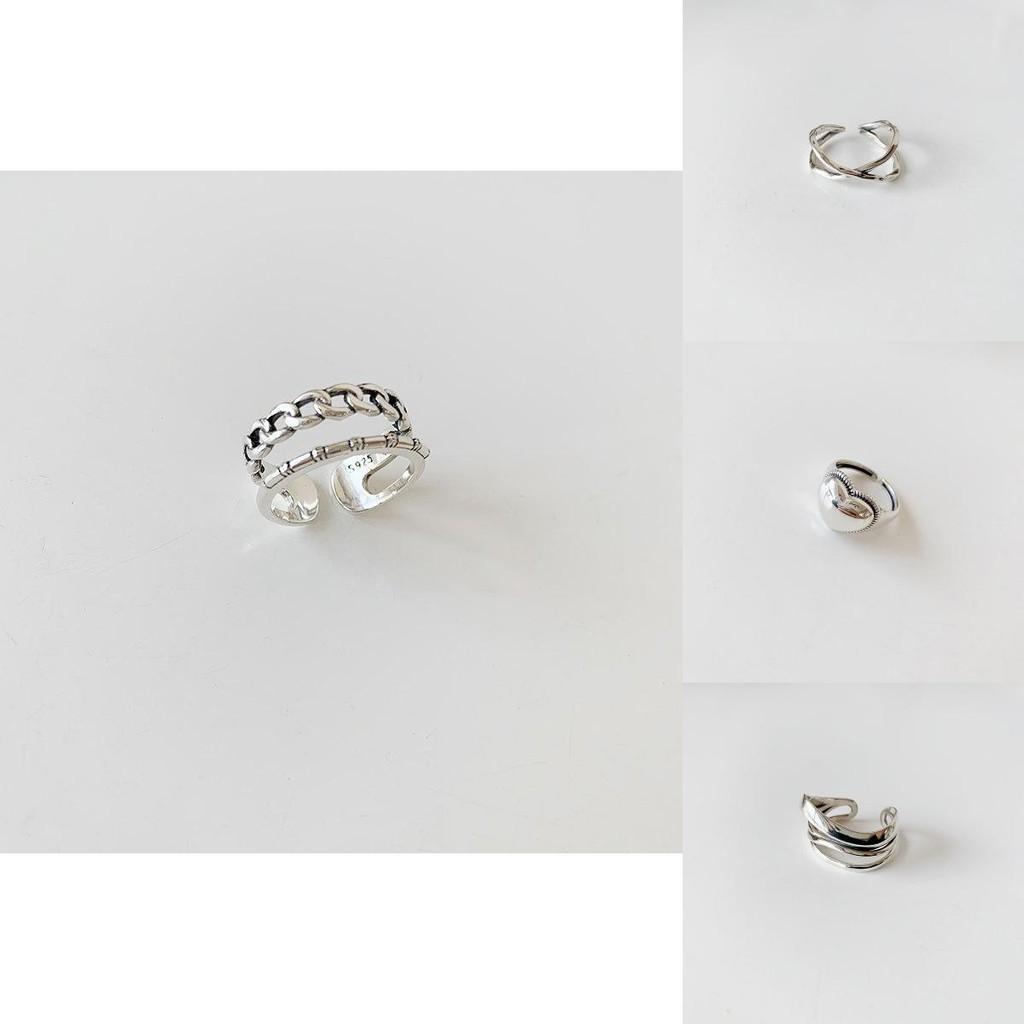 Stylish Korean 925 Silver Cross Twisted X Ring For Women Adjustable Fashion Accessory