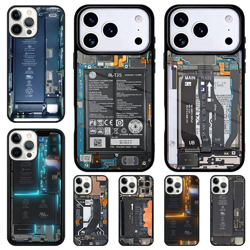 Motherboard Circuit Board Shockproof Phone Case for iPhone 17 Air 16e 15 11 12 14 13 Pro Max Cover Coque