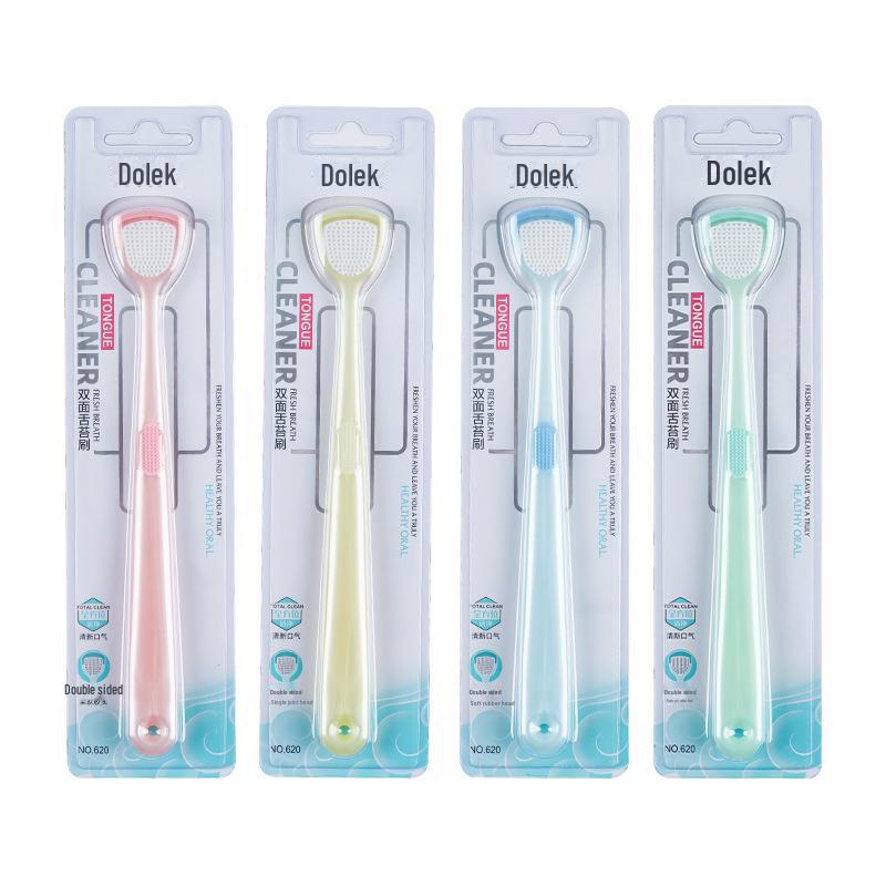 

Двойная функция: мягкая зубная щетка и скребок для языка для чистки полости рта