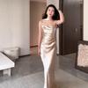 2025 Summer Elegant European & American Women's Strapless Long Sleeve Slim Evening Gown