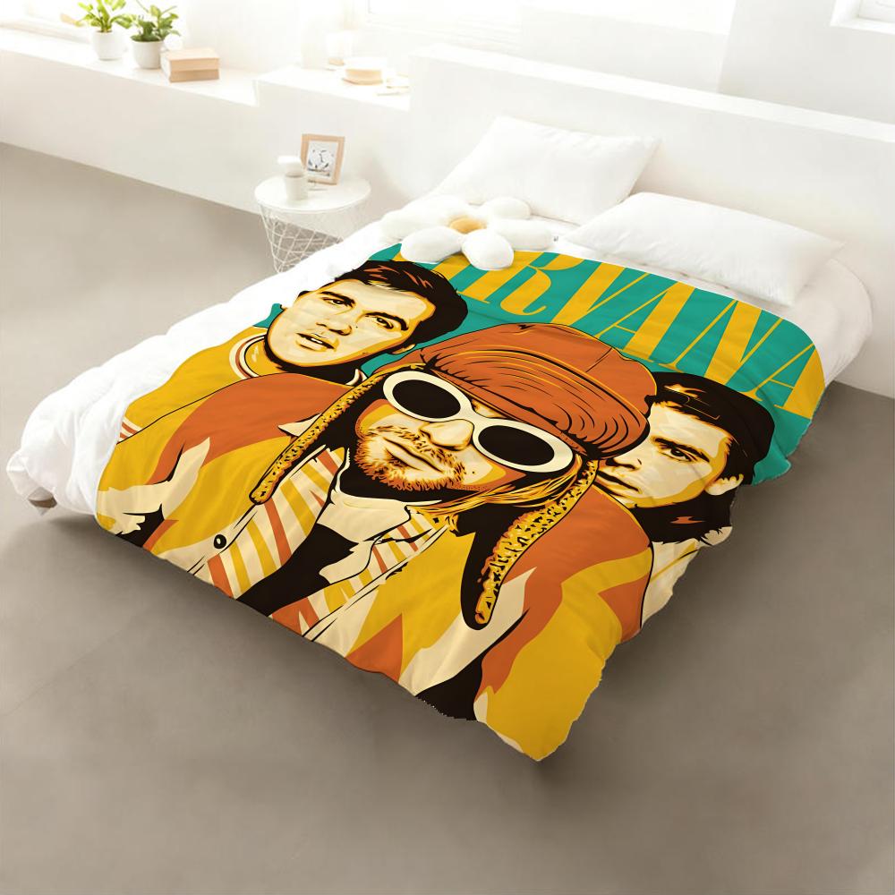 

Band n-Nirvanas Throw Flannel Throw Blanket: Soft Kid-Friendly Warm Anti-Static All Season Washable Couch Bed Home 75cmx90cm