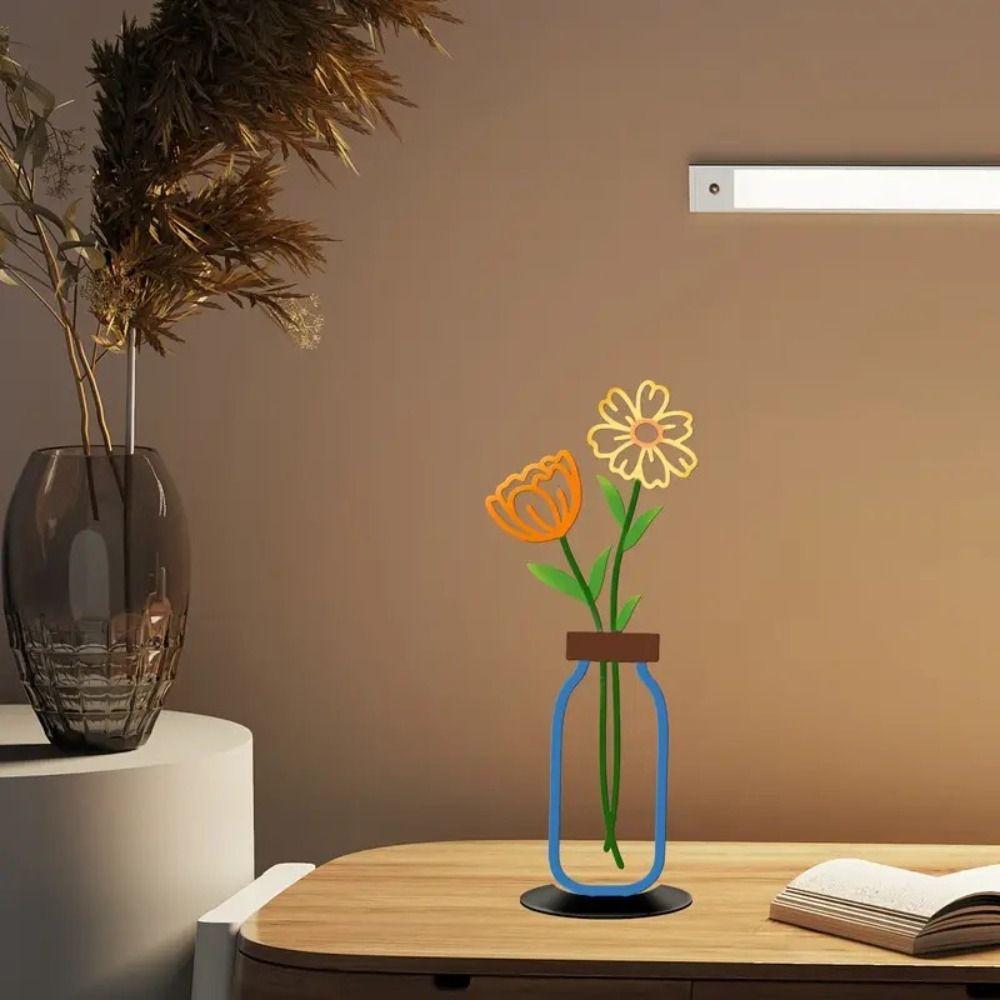 1/3Pcs Color Printed Flower Vase Ornaments 2D Flat Flower Vase Wall Silhouette  Indoor Living Room